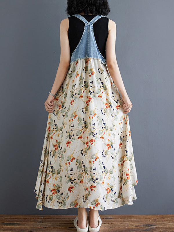 Charlotte Patchwork Denim Overall Dress