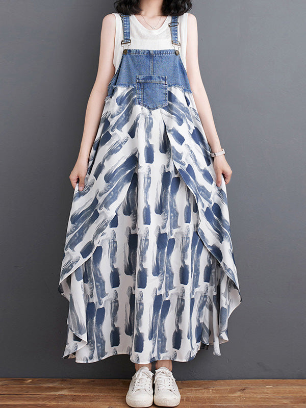 Charlotte Patchwork Denim Overall Dress