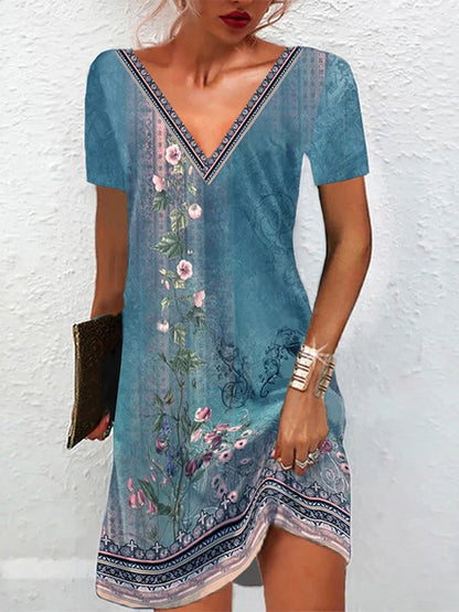 Victoria Vintage Floral V-Neck Dress
