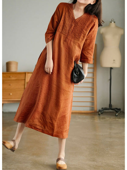 Amelia Cotton Linen Gathered Dress