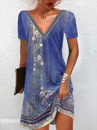 Victoria Vintage Floral V-Neck Dress