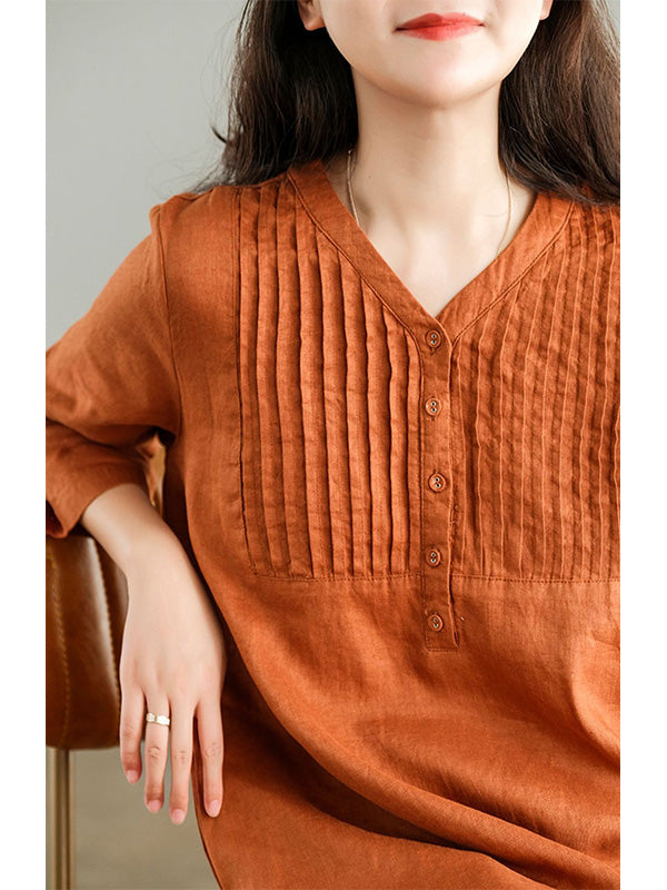 Amelia Cotton Linen Gathered Dress
