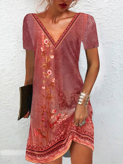 Victoria Vintage Floral V-Neck Dress