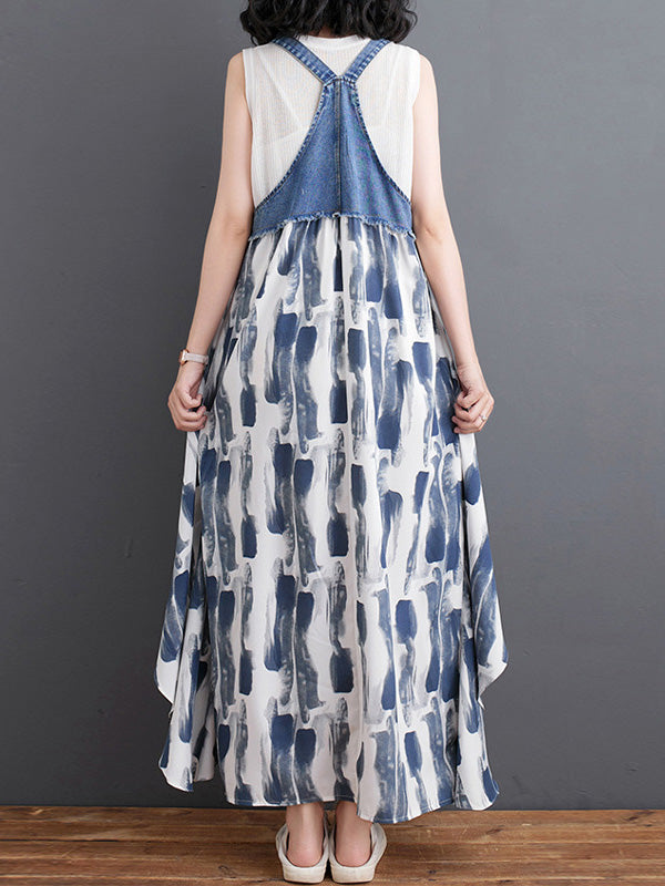 Charlotte Patchwork Denim Overall Dress