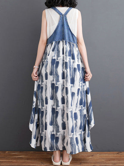 Charlotte Patchwork Denim Overall Dress