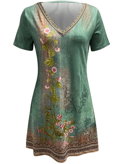 Victoria Vintage Floral V-Neck Dress