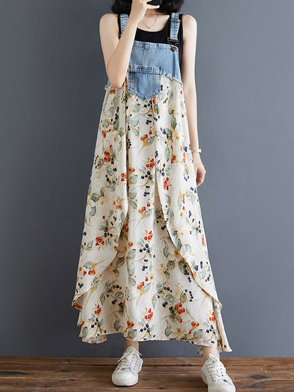 Charlotte Patchwork Denim Overall Dress
