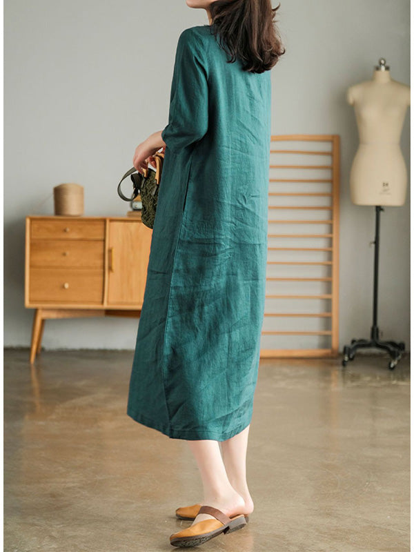 Amelia Cotton Linen Gathered Dress