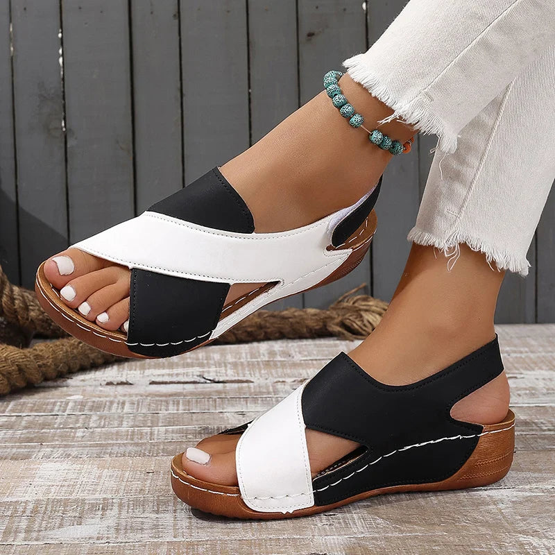 Isabella Italian Panel Wedge Sandals