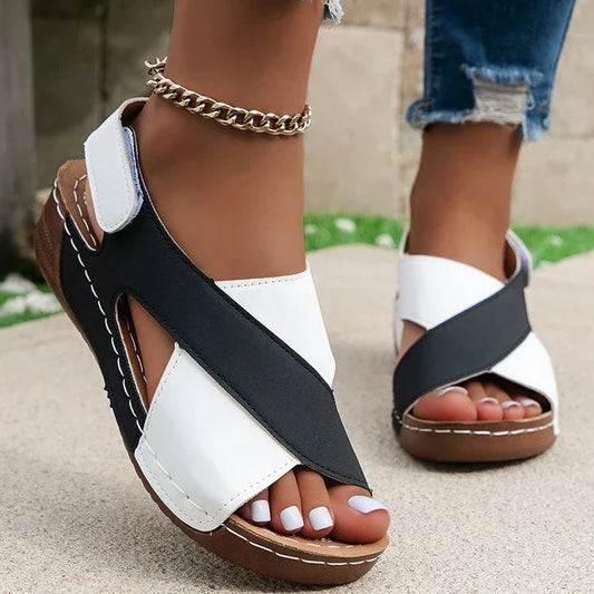 Isabella Italian Panel Wedge Sandals